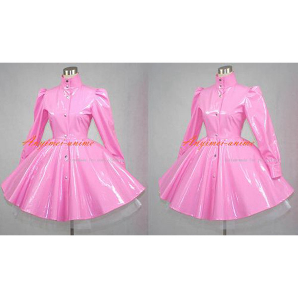 French Sissy Maid Gothic Lolita Punk Pink Pvc Dress Cosplay Costume Tailor-Made[G392]