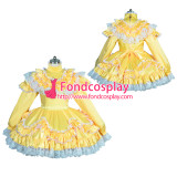 French lockable Sissy maid yellow satin dress Unisex TV Tailor-made[G3918]