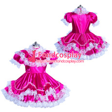French lockable lolita dress Sissy maid Satin cosplay costume Tailor-made[G3929]