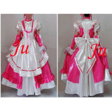 French Hot Pink-White Sexy Sissy Maid Pvc Lockable Dress Uniform Cosplay Costume Tailor-Made[CK905]