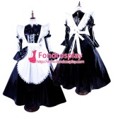 French Lockable Sissy Maid Black-White Pvc Dress Uniform Costume Tailor-Made[G1593]