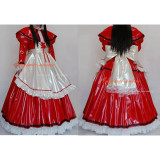 French Sexy Sissy Maid Red-White Pvc Lockable Dress Uniform Cosplay Costume Tailor-Made[CK948]
