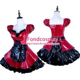 French Red-Black Pvc Lockable Sissy Maid Dress Vinyl Uniform Tailor-Made[G1578]