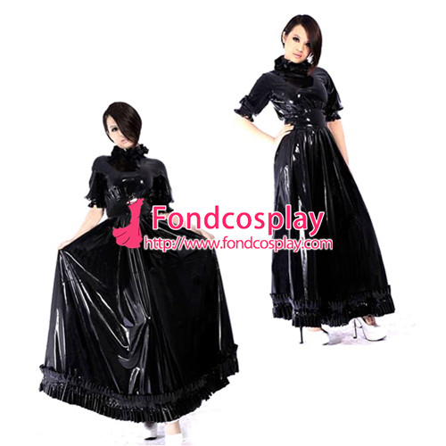 French Sissy Maid Pvc Dress Lockable Uniform Cosplay Costume Tailor-Made[G2184]