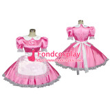 French Sexy Sissy Maid Satin Pink Dress Lockable Uniform Cosplay Costume Tailor-Made[G192]