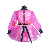 French hot pink clear PVC lockable sissy maid dress Tailor-made[G3863]