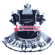 French lockable Sissy maid silver satin dress cosplay costume Tailor-made[G3932]