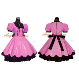 French Sissy Maid Gothic Lolita Punk Pink Pvc Dress Cosplay Costume Tailor-Made[G414]