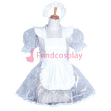 French Lockable clear PVC sissy maid dress CD/TV Tailor -Made[G3856]