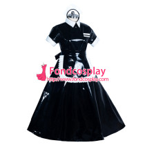 French heavy PVC lockable black sissy maid dress Unisex Tailor-maid[G3919]