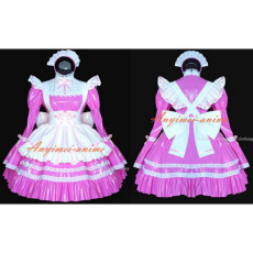 French Sexy Sissy Maid Dress Pvc Dress Pink Lockable Uniform Cosplay Costume Custom-Made[G528]