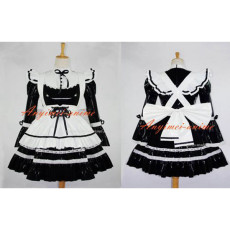French Black-White Sexy Sissy Maid Pvc Dress Lockable Uniform Cosplay Costume Custom-Made[G616]