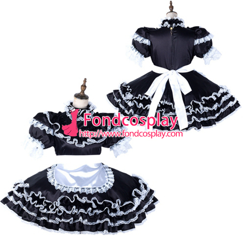 Sissy Maid Satin Lockable Dress Cosplay Costume Tailor-made 