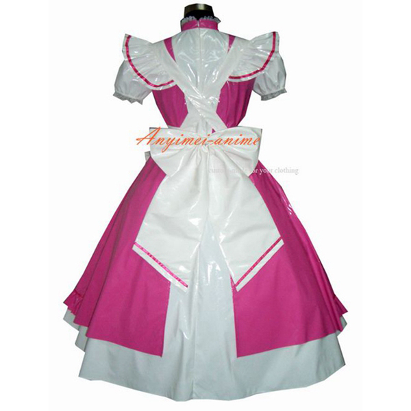 Sissy maid PVC dress hot pink lockable Uniform cosplay Tailor-made 