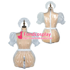 French Sissy Maid Clear Pvc Romper Lockable Uniform Cosplay Costume Tailor-Made[G2426]