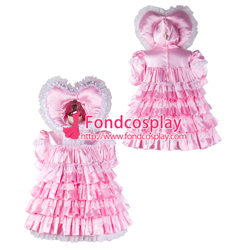lockable satin Sissy baby maid mini dress costume Tailor-made 