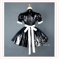 French Sexy Sissy Maid Black Pvc Dress Lockable Uniform Cosplay Costume Custom-Made[G560]