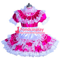 French Sissy maid Satin lockable dress Uniform cosplay costume Tailor-made[G3928]