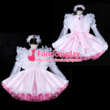 French Sissy Maid Satin Dress Lockable Uniform Cosplay Costume Tailor-Made[G2311]
