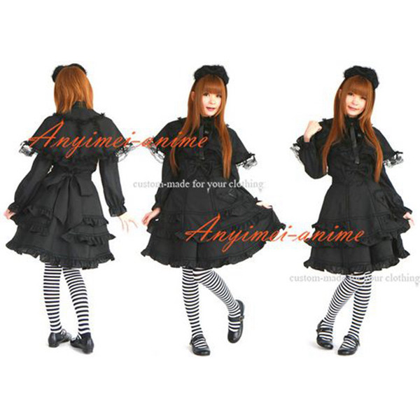 French Sissy Maid Gothic Lolita Punk Fashion Dress Cape Cosplay Costume Tailor-Made[CK976]
