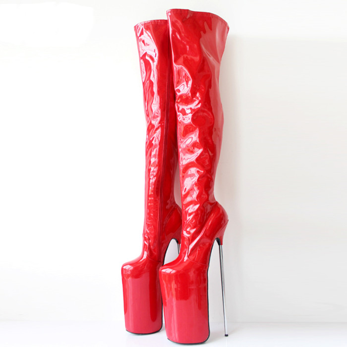 French Pleaser Seduce Crossdresser Sissy Maid Thigh High Boots 30CM