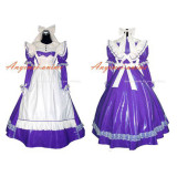 French Sexy Sissy Maid Pvc Dress Purple-White Lockable Uniform Cosplay Costume Tailor-Made[G263]