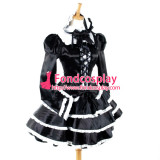 French Sissy Maid Punk Black Gothic Lolita Satin Dress Cosplay Costume Custom-Made[G759]
