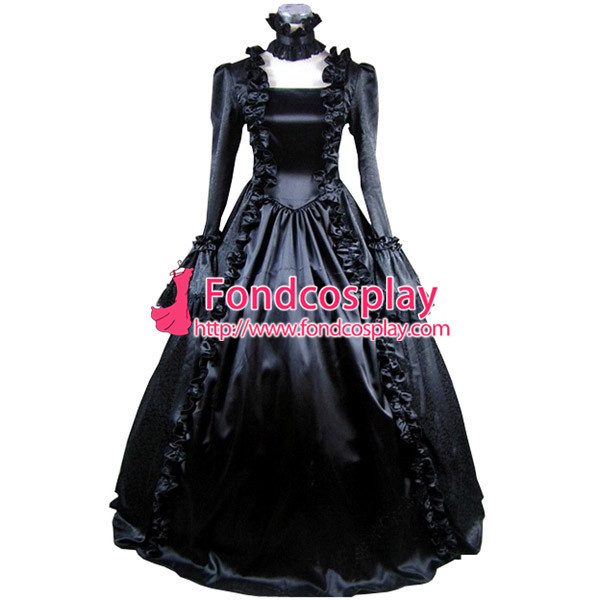 Gothic Lolita Punk Medieval Gown Black Ball Long Evening Dress Jacket Tailor-Made[CK1389]
