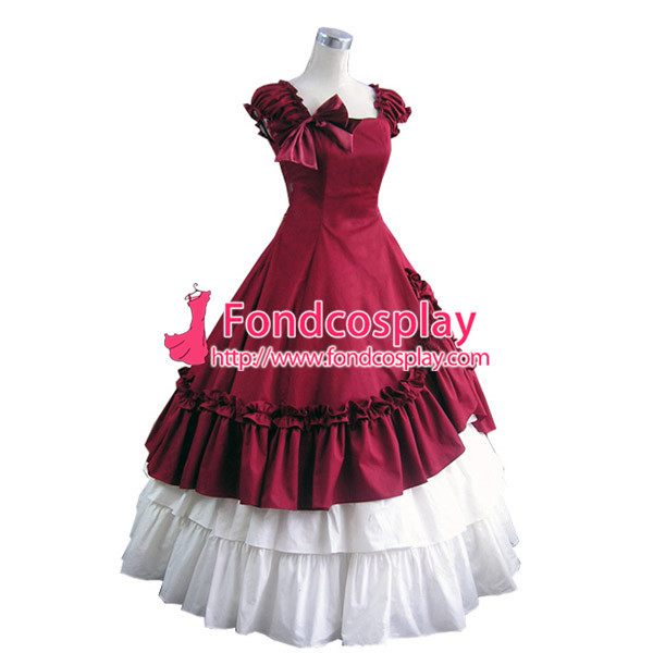 Gothic Lolita Punk Medieval Gown Red And White Ball Long Dress Evening Dress Tailor-Made[CK1441]