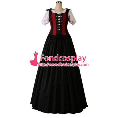 Gothic Lolita Punk Medieval Gown Black Long Evening Dress Jacket Tailor-Made[CK1424]