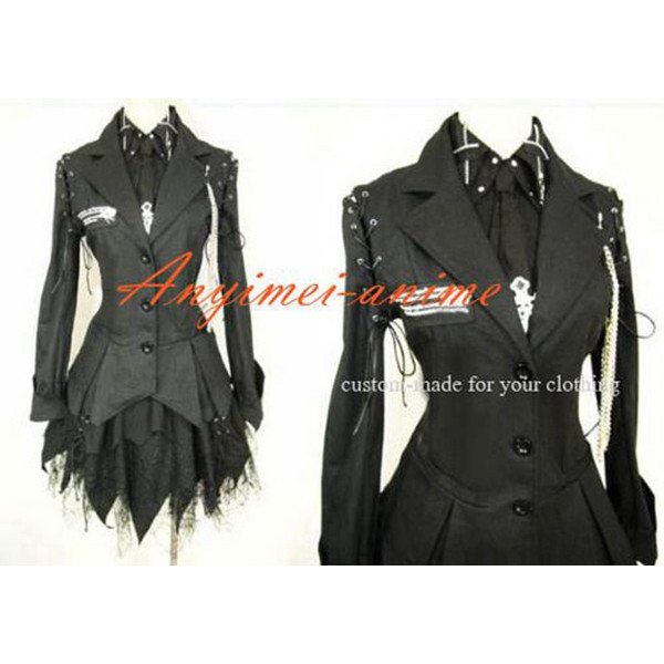 Gothic Lolita Punk Fashion Black Jacket Coat Dress Cosplay Costume Tailor-Made[CK1143]