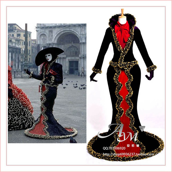 Venice Carnival Dress Italy Venice Traditional Jacket Medieval Gown Cosplay Costume Custom-Made[G704]