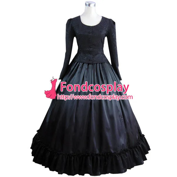 Gothic Lolita Punk Medieval Gown Black Ball Long Evening Dress Jacket Tailor-Made[CK1387]