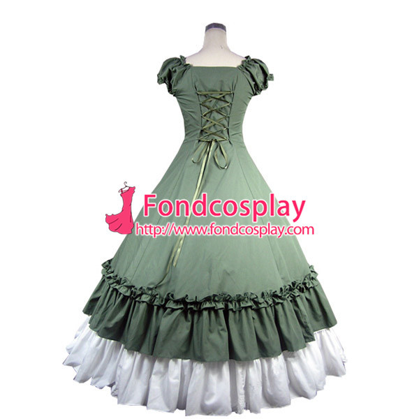 Gothic Lolita Punk Medieval Gown Green And White Ball Long Evening Dress Jacket Tailor-Made[CK1386]