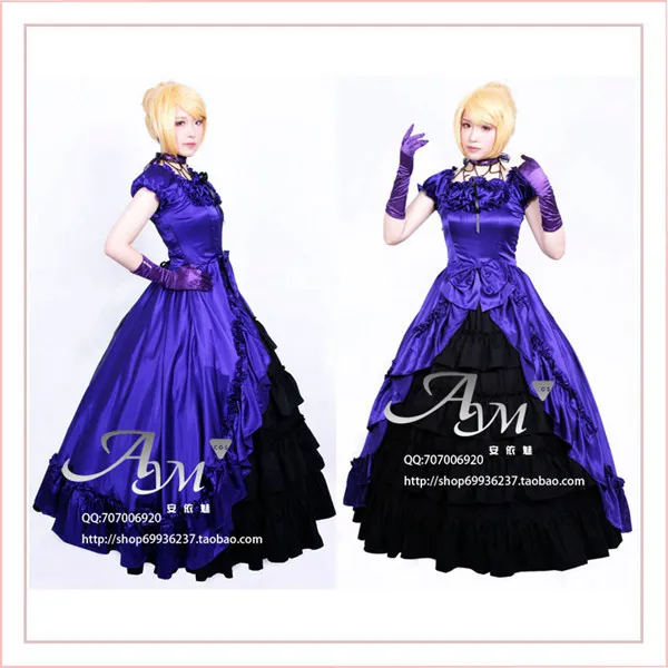 Gothic Lolita Punk Medieval Gown Ball Long Evening Dress Cosplay Costume Tailor-Made[G643]