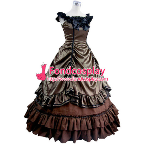 Gothic Lolita Punk Medieval Gown Brown Long Evening Dress Jacket Tailor-Made[CK1420]