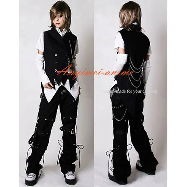Gothic Lolita Punk Sweet Fashion Black Coat And Pants White Shirt Outfit Cosplay Costume Custom-Made[CK1277]