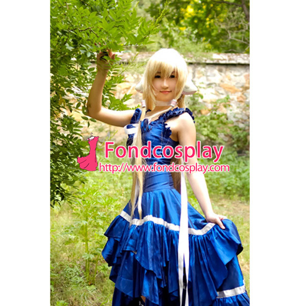 Chobits-Chii Blue Satin Dress Cosplay Costume Tailor-Made[CK656]