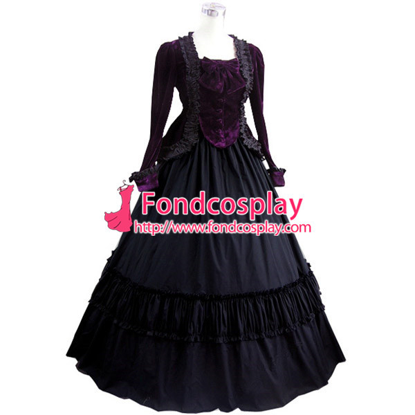 Gothic Lolita Punk Medieval Gown Black Long Evening Dress Jacket Tailor-Made[CK1423]