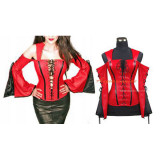 Red Faux Leather Bustier Wild Lace Up Back Boned Corset Tailor-Made[G412]
