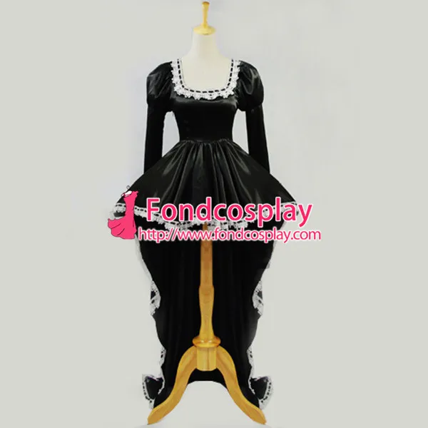 Anime Chii Chobits Freya Black Satin Dress Cosplay Costume Custom-Made[G607]