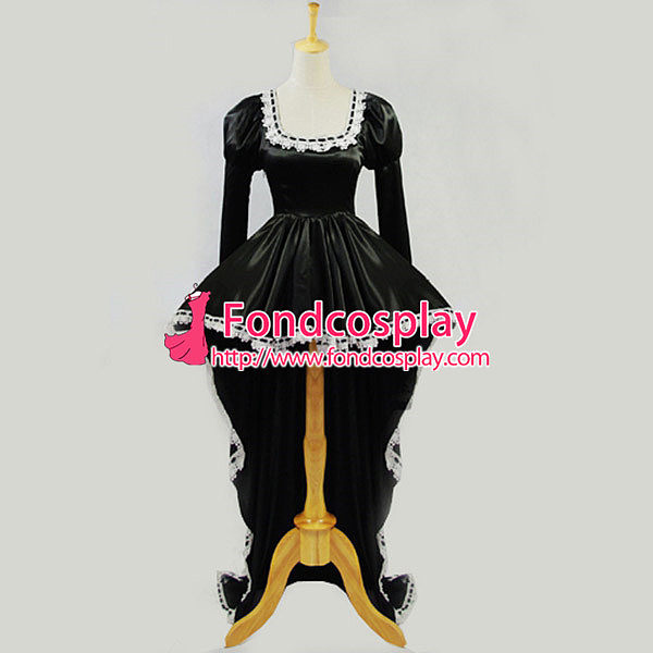 Anime Chii Chobits Freya Black Satin Dress Cosplay Costume Custom-Made[G607]