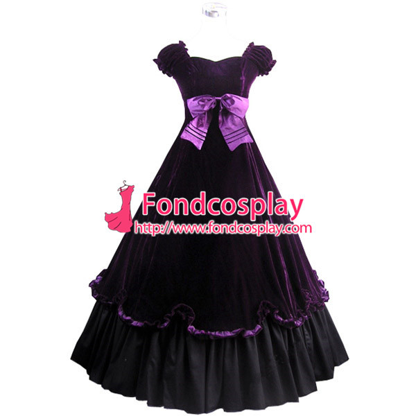 Gothic Lolita Punk Medieval Gown Violet Velvet Ball Long Evening Dress Jacket Tailor-Made[CK1401]