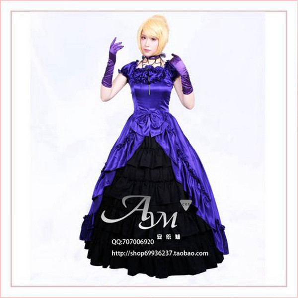 Gothic Lolita Punk Medieval Gown Ball Long Evening Dress Cosplay Costume Tailor-Made[G643]