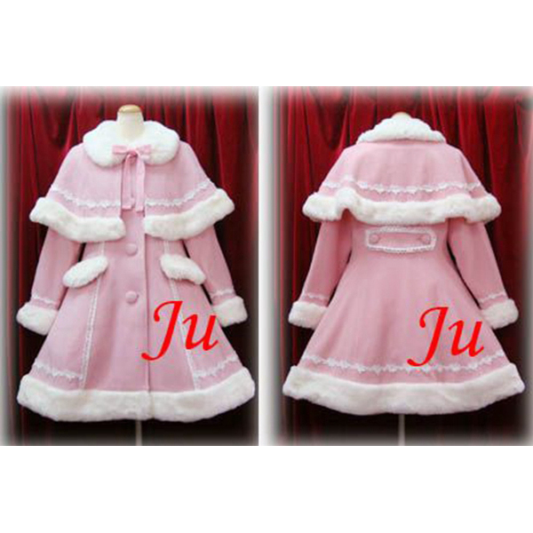 US$ 178.10 - Gothic Lolita Punk Pink Wool Coat With Cape Cosplay Costume  Tailor-Made[CK876] 