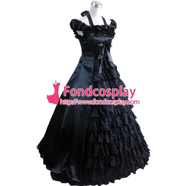 Gothic Lolita Punk Medieval Gown Black Long Evening Dress Jacket Tailor-Made[CK1416]