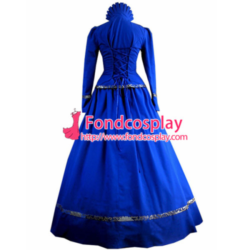 Gothic Lolita Punk Medieval Gown Bule Ball Long Evening Dress Jacket Tailor-Made[CK1363]