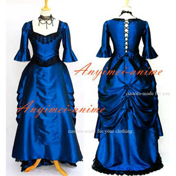 Blue Victorian Rococo Medieval Gown Dress Ball Gothic Punk Cosplay Costume Custom-Made[G601]