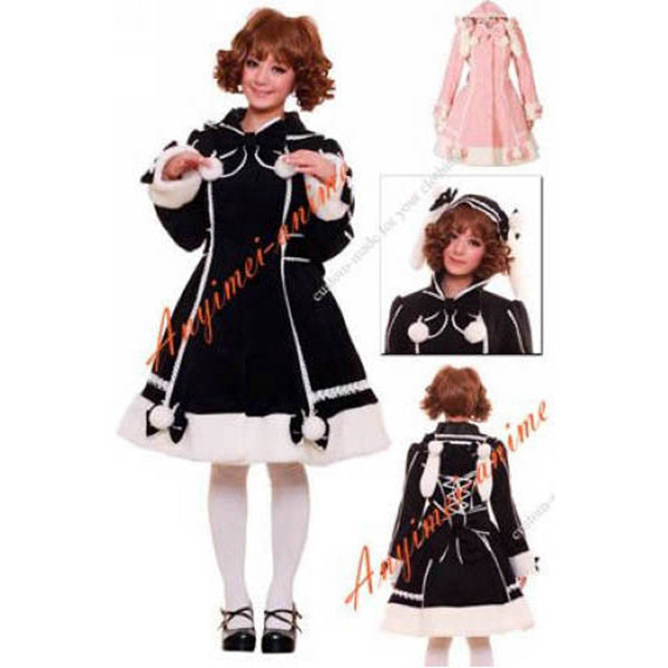 Gothic Lolita Punk Sweet Fashion Black Wool Coat Jacket Cosplay Costume Tailor-Made[CK1338]