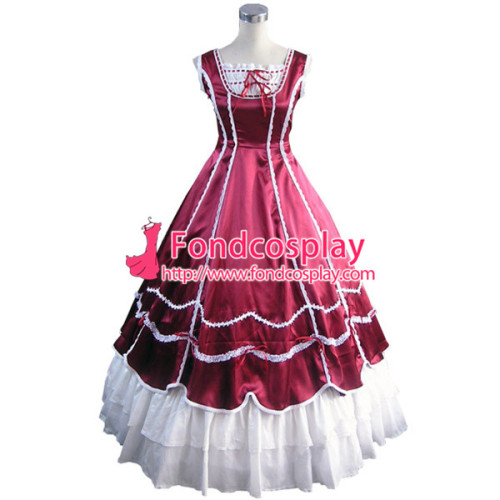 Gothic Lolita Punk Medieval Gown Red Ball Long Evening Dress Jacket Tailor-Made[CK1408]